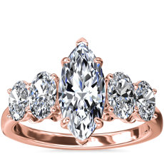 18k 玫瑰金大小渐变椭圆形钻石订婚戒指（7/8 克拉总重量）